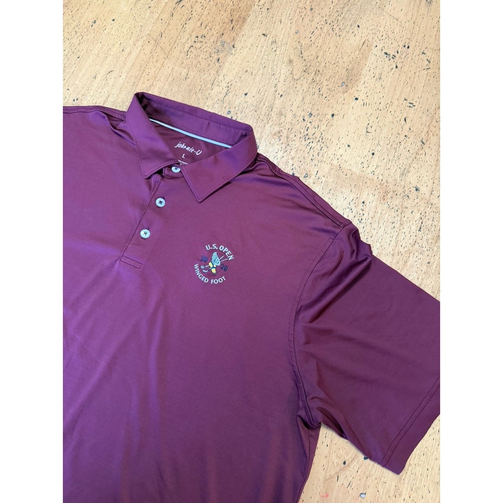JOHNNIE O x WINGED FOOT Mens Large Maroon Performance Polo